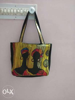 Yellow And Black Canvas Tote Bag