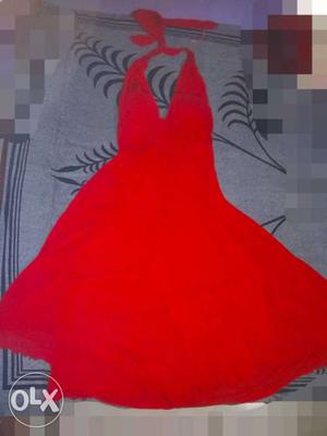 A red halter neck dress, perfect for valentine's