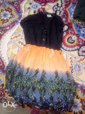 Black, Blue, And Orange Mini Dress