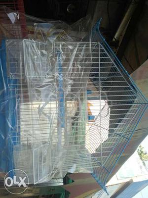 Blue And White Metal Bird Cage
