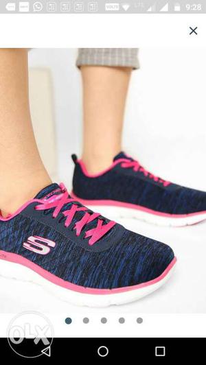 Blue-pink-and-white Skechers Running Shoe 100% orignal