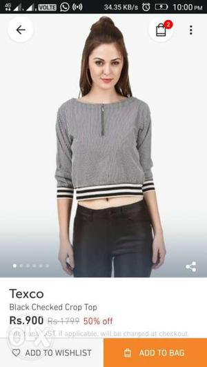 Brand New Black Checked Crop Top. Checking the