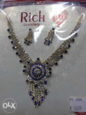 Diamonds Encrusted Rich Jewelry Necklace And Pair Of