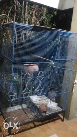 Large size birds cage with iron stand.