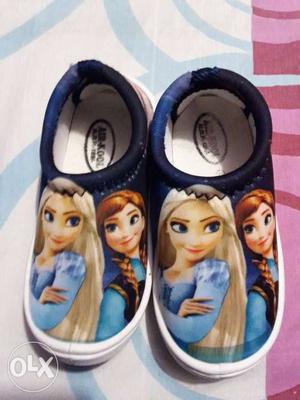 Pair Of Disney Frozen Elsa And Anna Slip-on Shoes