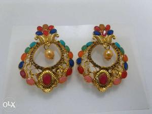 Pair Of Gold-colored Beaded Earrings