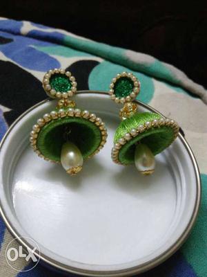 Pair Of Green Jhumkas Earrings