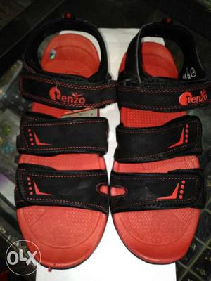 Pair Of Red-and-black Tenzo Hiking Sandals