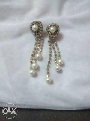 Pair Of Silver Pearl Drop Earrings