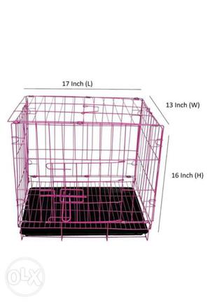 Pink Metal Folding Dog Crate