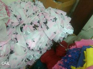Pink-and-white Floral Textile Lot