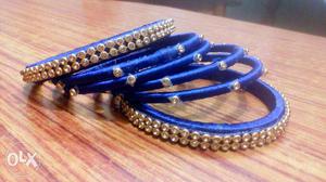 Royal Blue silk thread stone bangles...