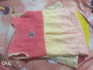 Toddler's Pink And Yellow Sleeveless Shirt