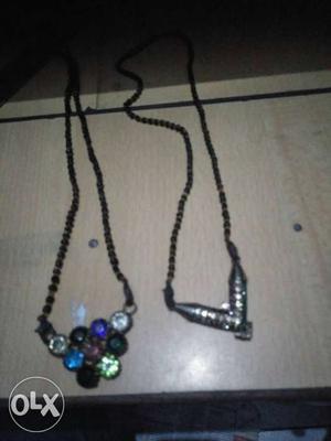 Two Black Beaded Necklaces