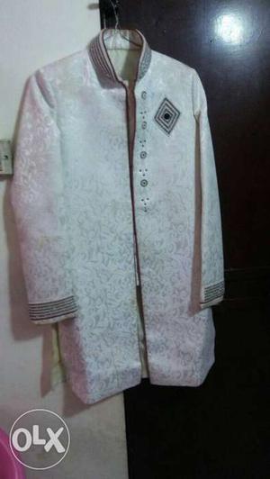 White And Gray Sherwani Robe