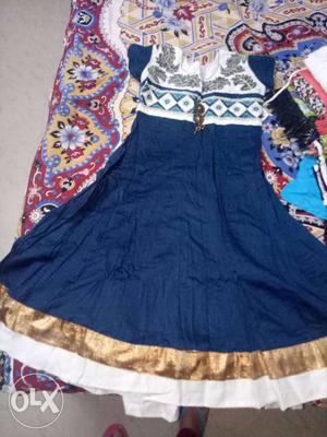 Women's White And Blue Traditional Dress