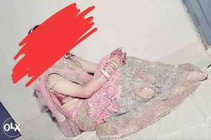 Worn once only dry cleaned baby pink wedding