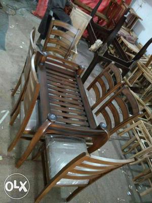 Brand New Teak Black And Brown Wooden Chairs