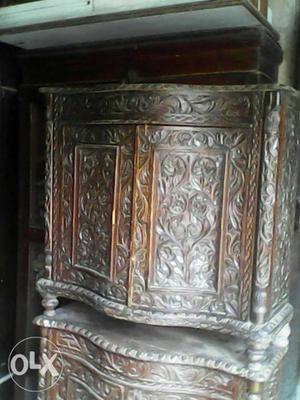 Brown Wooden Carved 2-door Cabinet