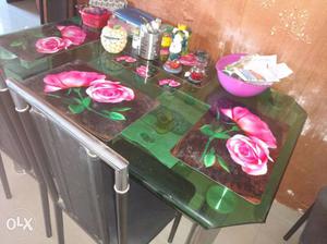 Green And Pink Floral Table