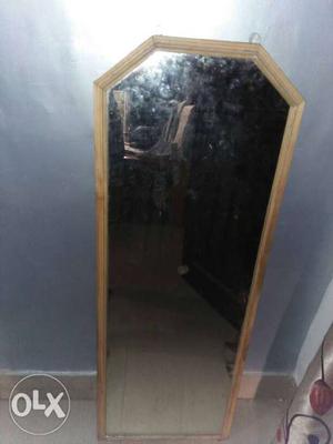 Pure wooden mirror with two hooks on top very