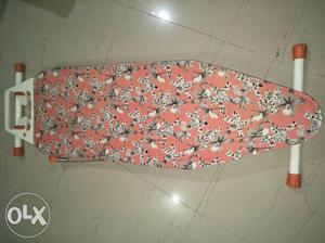 Red And White Floral Steel Flat Iron Board