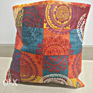 Red, Blue, And Purple Floral Pillow Case