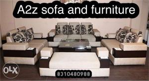 White And Gray 4-piece Sofa Set