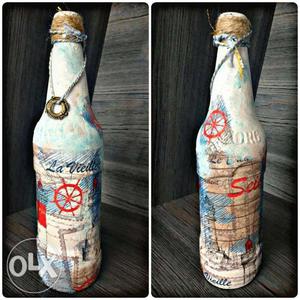 White, Blue, And Red Bottle Photo Collage