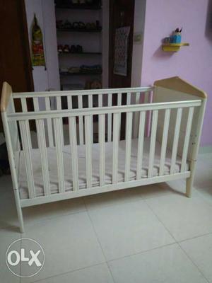 White Convertible Crib/cot with mattress