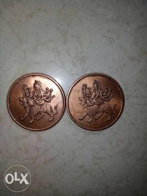 2 Durga devi coins