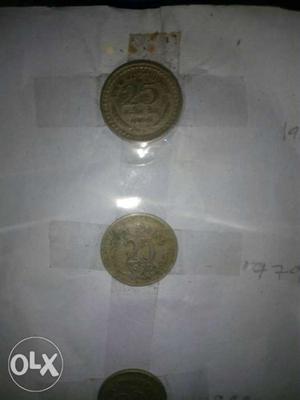 25 paisa,old Indian coin year 