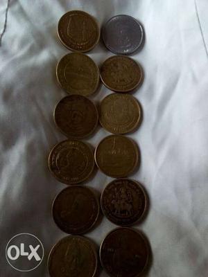 5 rupees gold and silver coins