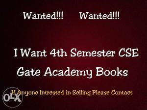 I Want 4th Semester CSE Gate Academy Books