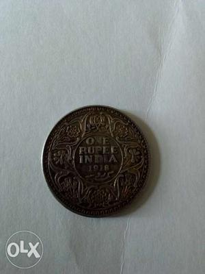 One rupee india  coin. GEORGE V KING EMPEROR