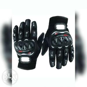Pair Of Black-Pro Biker Gloves