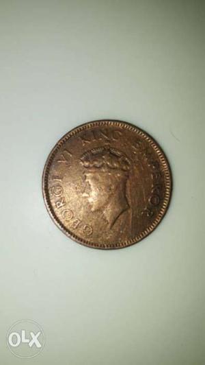 Round Gold-colored George VI King Emperor Coin