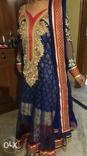 Anarkali suit with plazzo and Dupatta one time