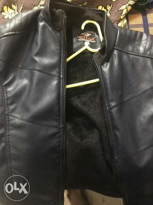 Black Leather Zip-up Jacket