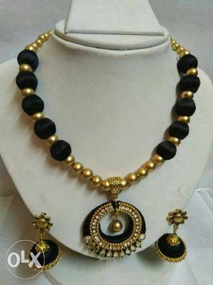 Black-and-brown Silk Thread Necklace