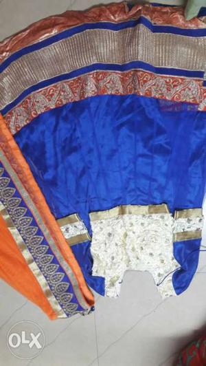 Blue And Beige Ghagra Choli Traditional Dress