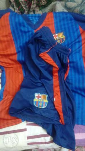 Blue-and-orange FC Barcelona Jersey And Shorts
