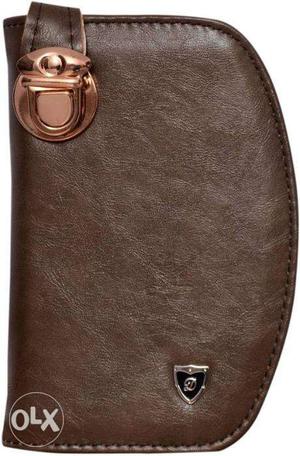 Brown leather ladies clutch