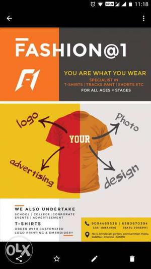 Customize t.shirts with your idea,logo etc..