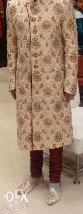 Men's Brown Floral Sherwani Dress