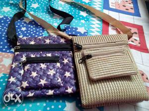 Purple And Brown Sling Bags