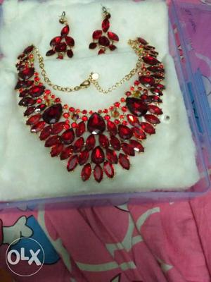 Red Chunky Necklaces With Earrings