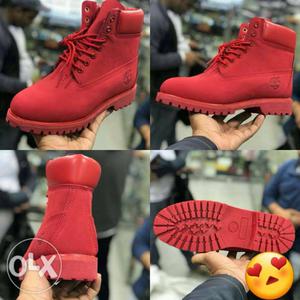 Red Timberland Work Boot Collage