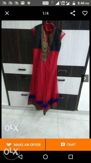 Red n blue Anarkali suit not used