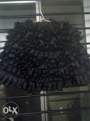Ruffled Black Mini Skirt